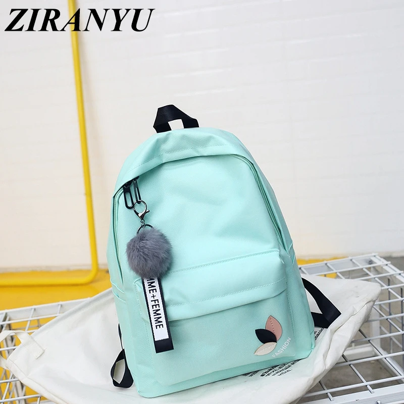 

2019 Solid backpack girl school bags for teenage College wind Women SchoolBag High student bag black nylon printing