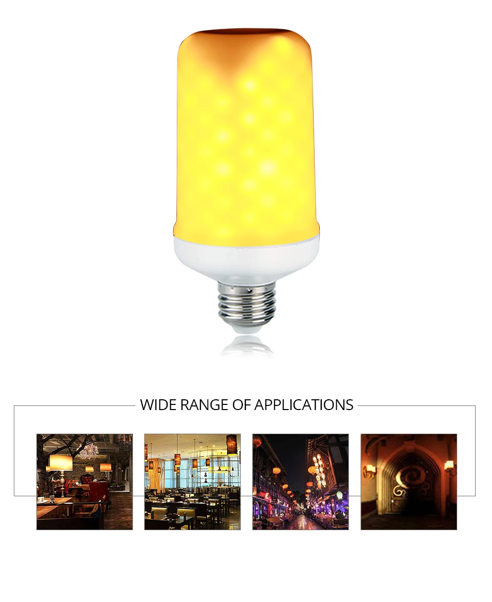 3 Modes LED Flame Effect Fire Light Bulb SMD2835 AC 85-265V E27 LED Burning Light Flicker Flame Lamp 1300-1800K Light Bulb Home (4)