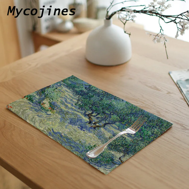 Ван Гог Автопортрет салфетка для стола знаменитая картина маслом ткань салфетки для ужина цветы декоративные коврики для полотенец товары для ресторанов - Цвет: 1