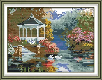 

Joy Sunday Swan lake view DMC threads Counted Chinese Cross Stitch Kits printed Cross-stitch set Embroidery Needlework