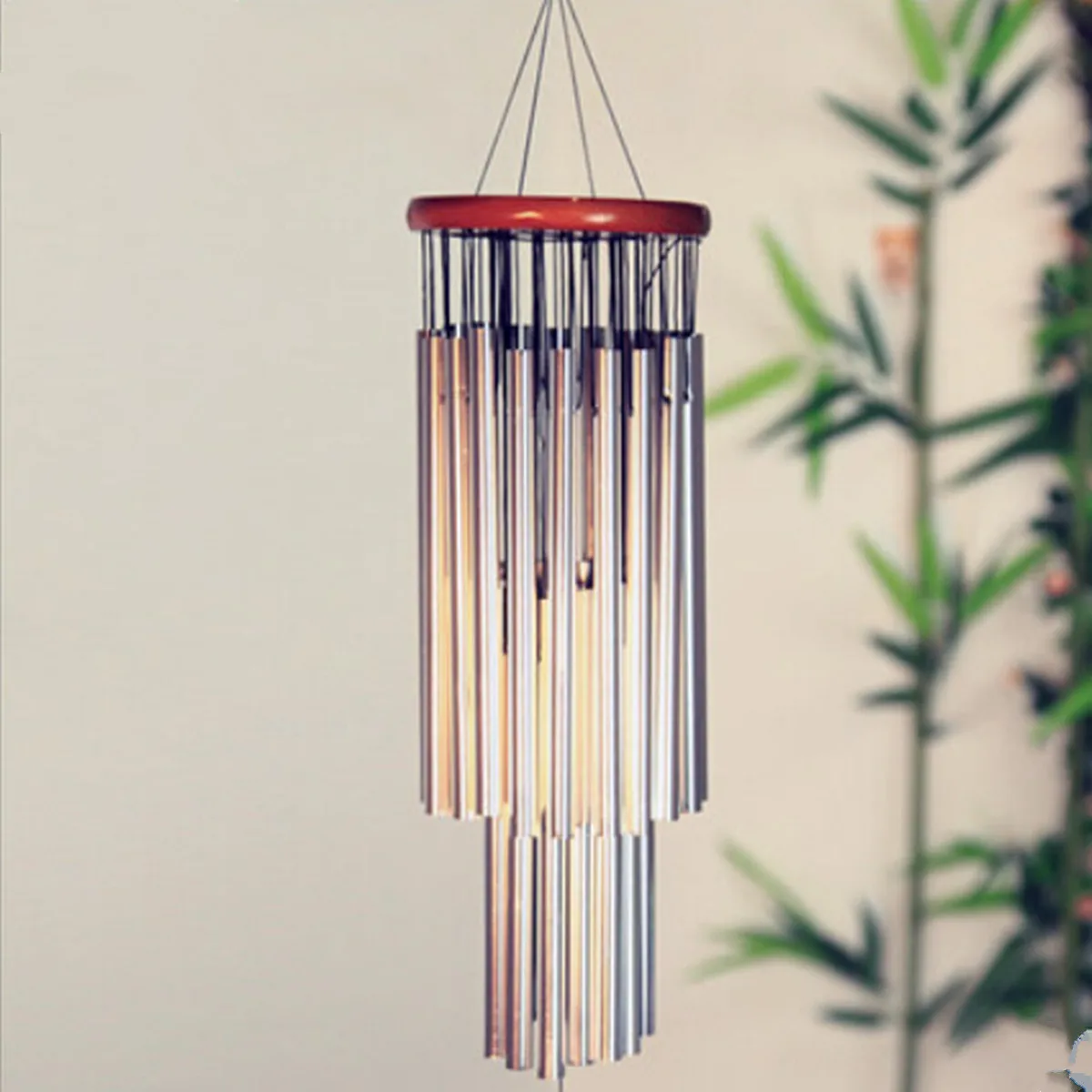 

KIWARM 27 Tube Wind Chime Chape Church Bell Garden Door Wall Hanging Home Decor Alloy Redwood Silver