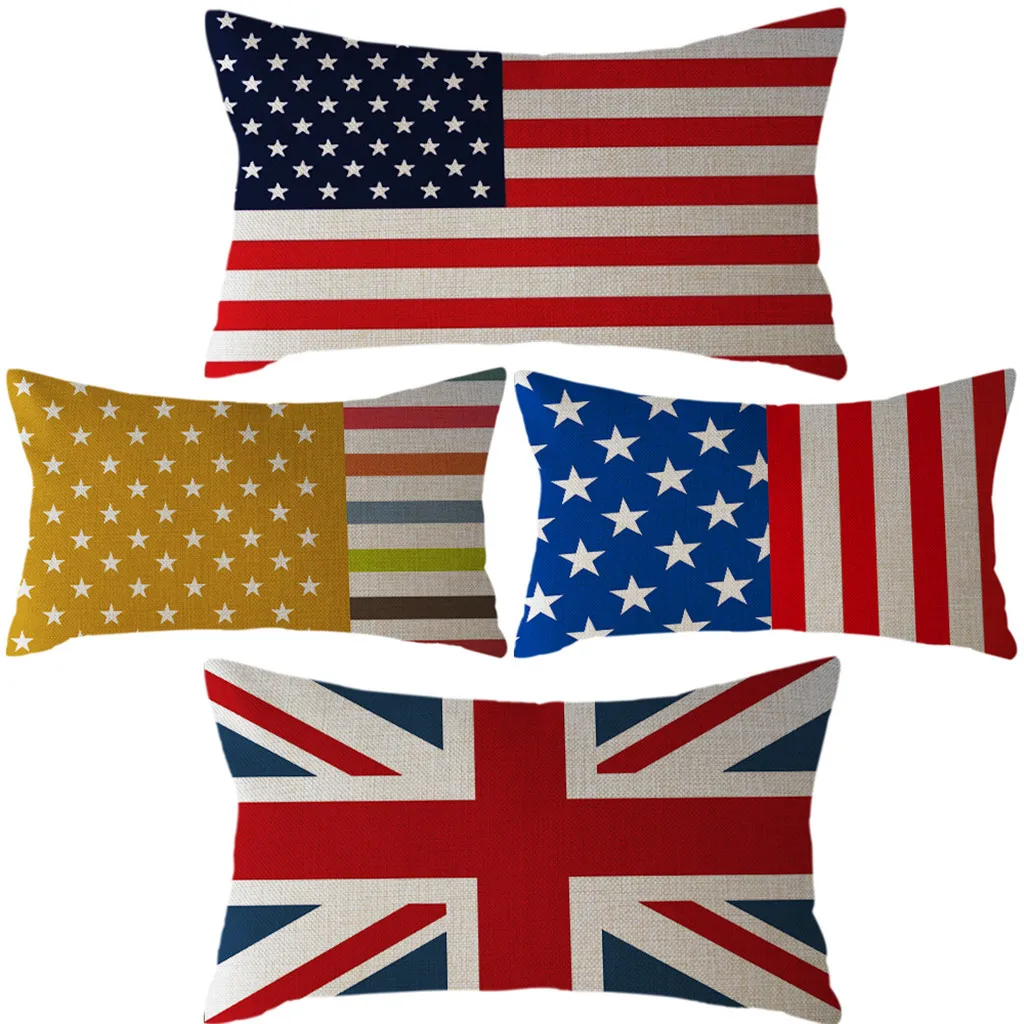 

2019 New Fashion Comfortable Multi-pattern Household Minimalist National Flag Pillow Case Linen 30x50cm Cushion Cover Home Decor