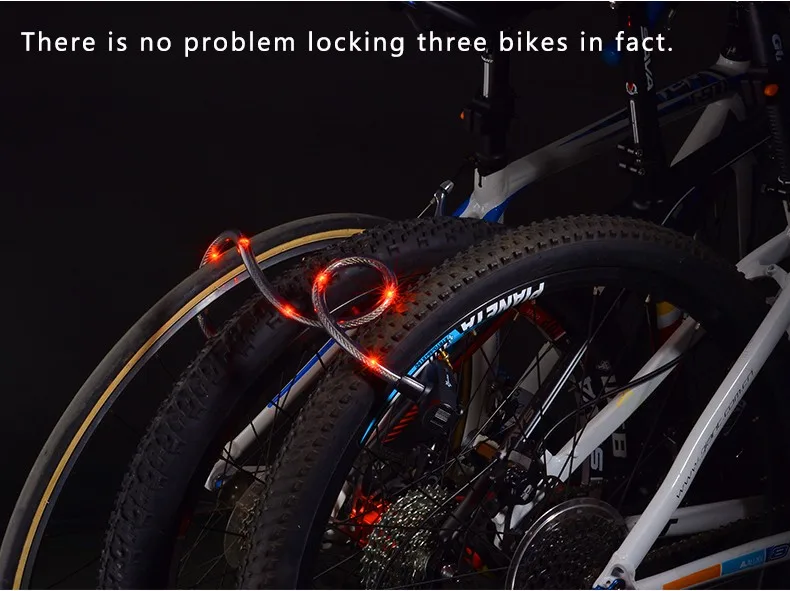 Perfect Rockbros 2 in 1 Bike Accessories Bicycle Light+Lock USB Rechargeable Waterproof Taillight 1.2 m Copper Wheel Lock Light Ciclismo 17