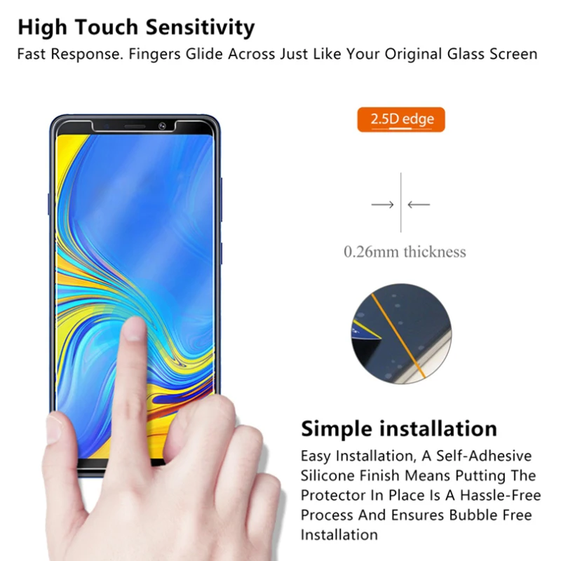Nicotd Screen Protector Glass On For Samsung Galaxy A9 A8 A7 A6 Plus 2018 Tempered Glass For Samsung A5 A7 A3 2017 2016 9H Film (4)