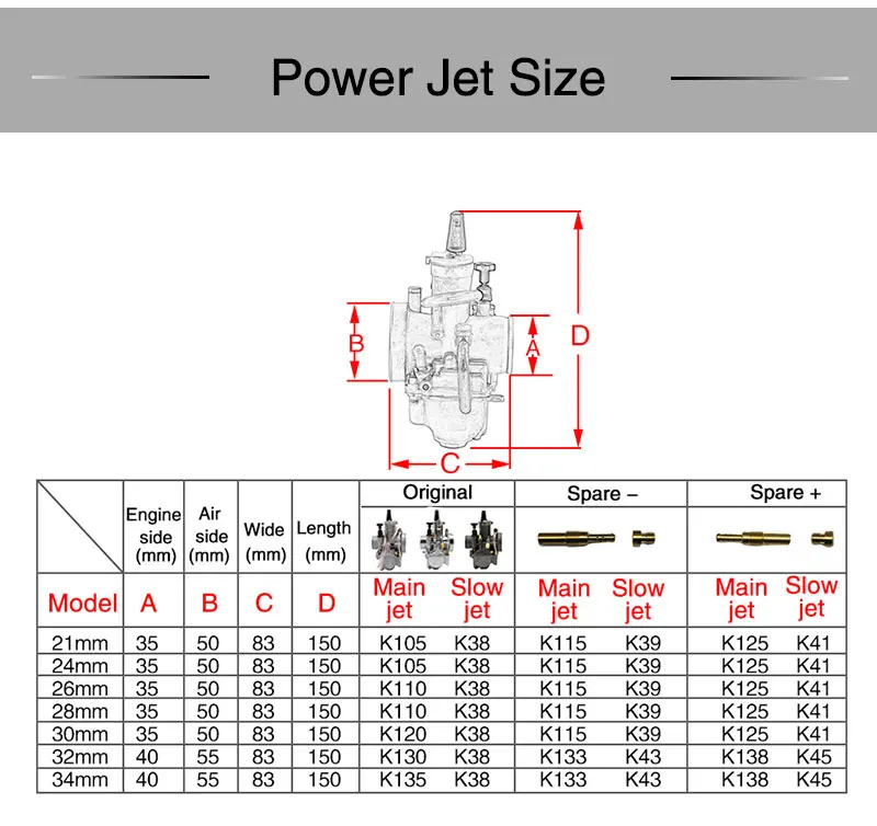 Sclmotos-21 24 26 28 30 32 34 мм Мотоцикл Мотокросс скутера карбюратор PWK Carb с силовой струей Fit 2 T/4 T двигатель мощность гонки