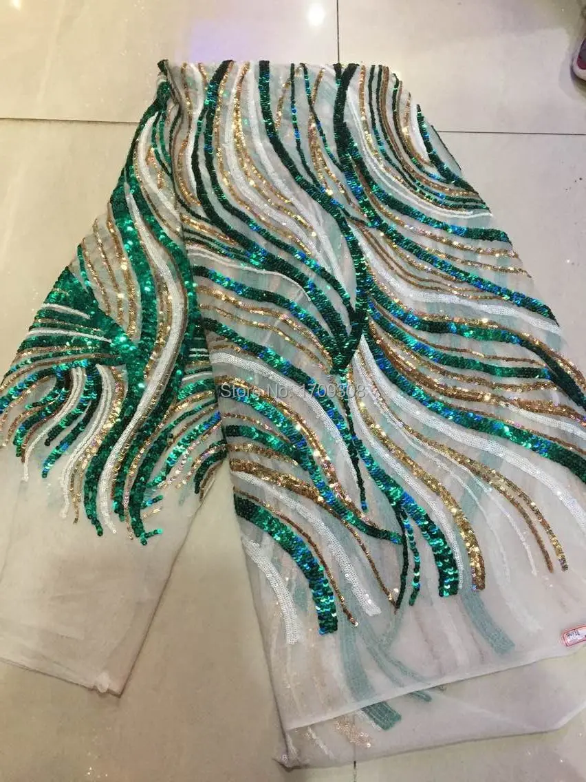 Fashionable african sequin FABRIC shining mesh lace fabric for wedding