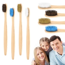 1 pièces coloré respectueux de l'environnement brosse à dents en bambou soins buccaux poignée en bambou poils souples brosse à dents blanchiment brosse à dents