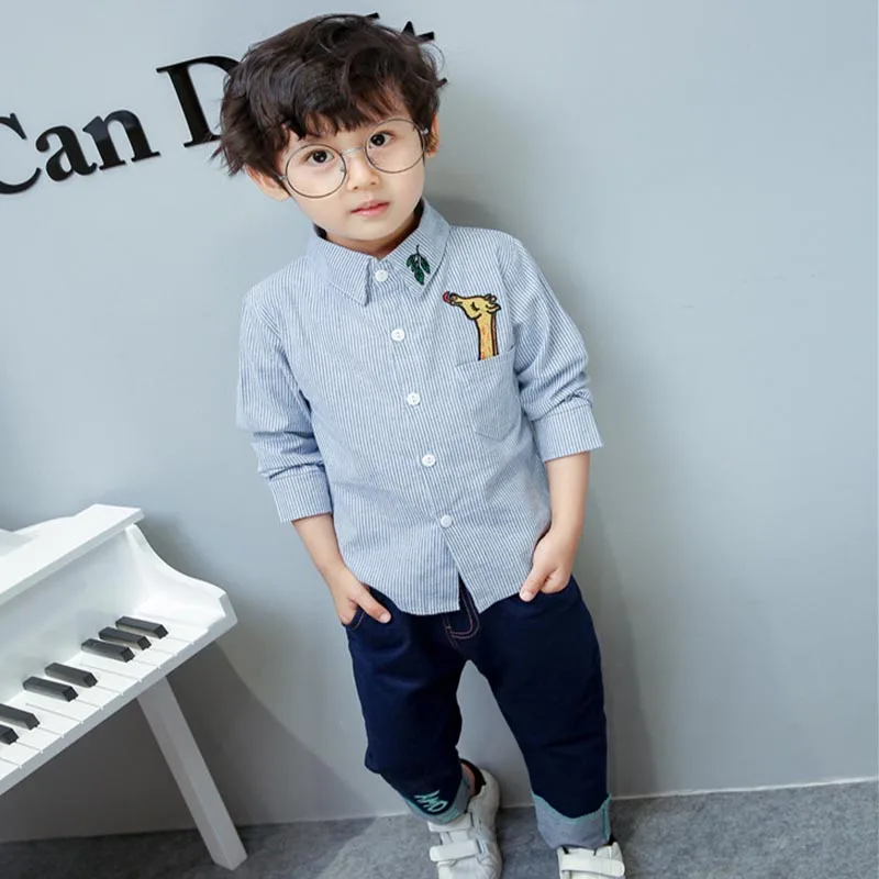 Baby Boy Clothing Set Leisure Korean Striped Long Sleeve Shirts Tops
