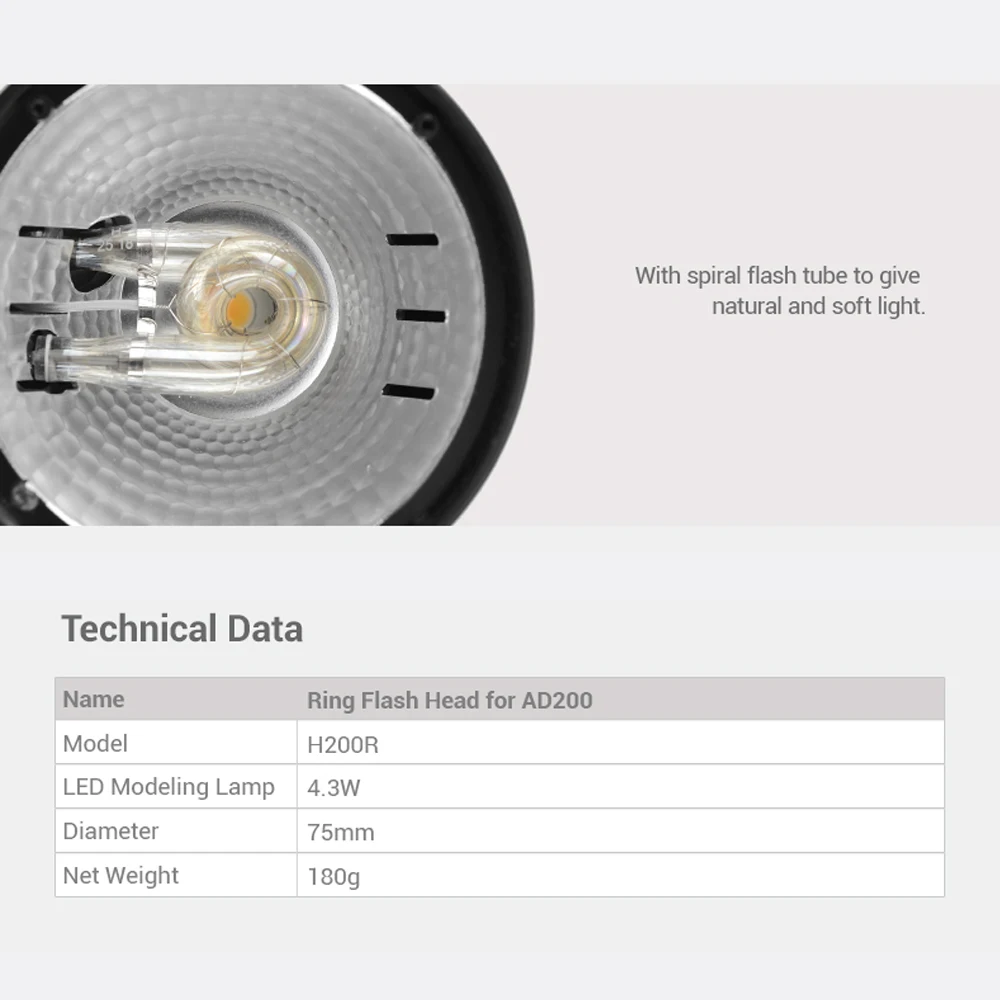 Godox H200R разделительная студийная вспышка с удлинительной головкой, портативная со спиральной трубкой для вспышки Godox AD200