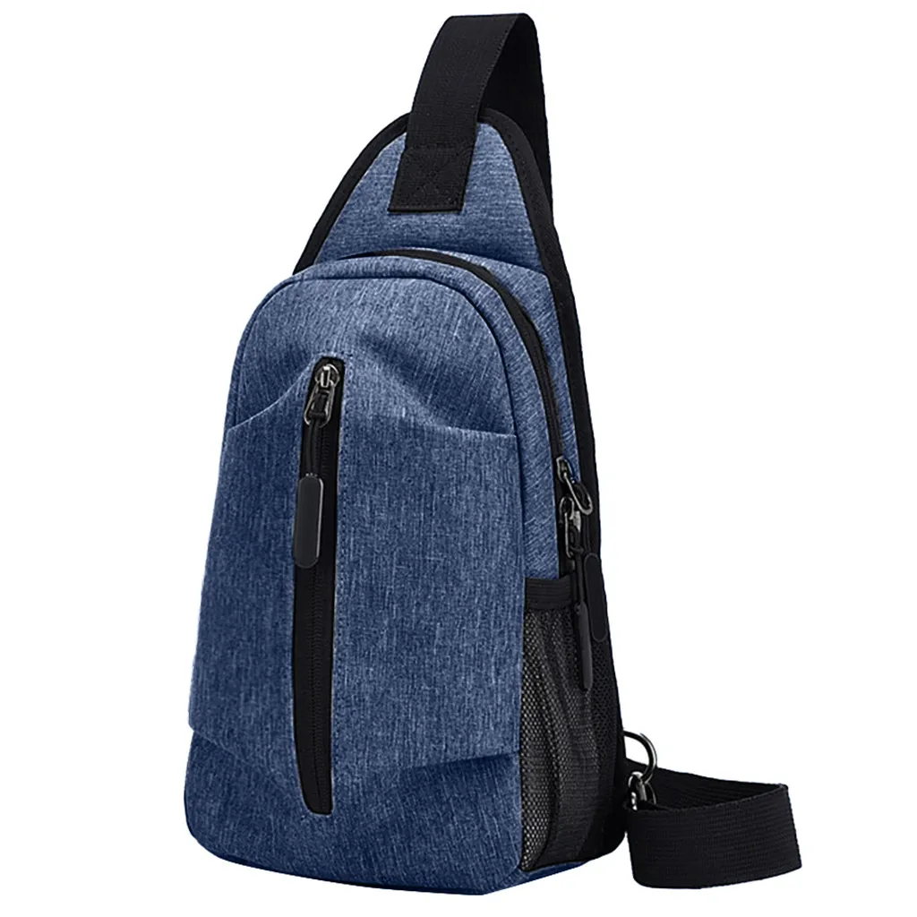 Летние мужские сумки из рубашечной ткани, нагрудная сумка, спортивная сумка для отдыха на открытом воздухе, многофункциональная сумка-мессенджер bolsa feminina - Цвет: Blue