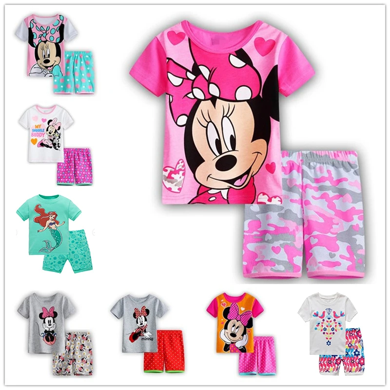 

Girls Summer Clothes Set Mickey Minnie Kids Girls Clothes Set kids girls Summer outfits Clothing Girls Two-piece Pajamas Suit
