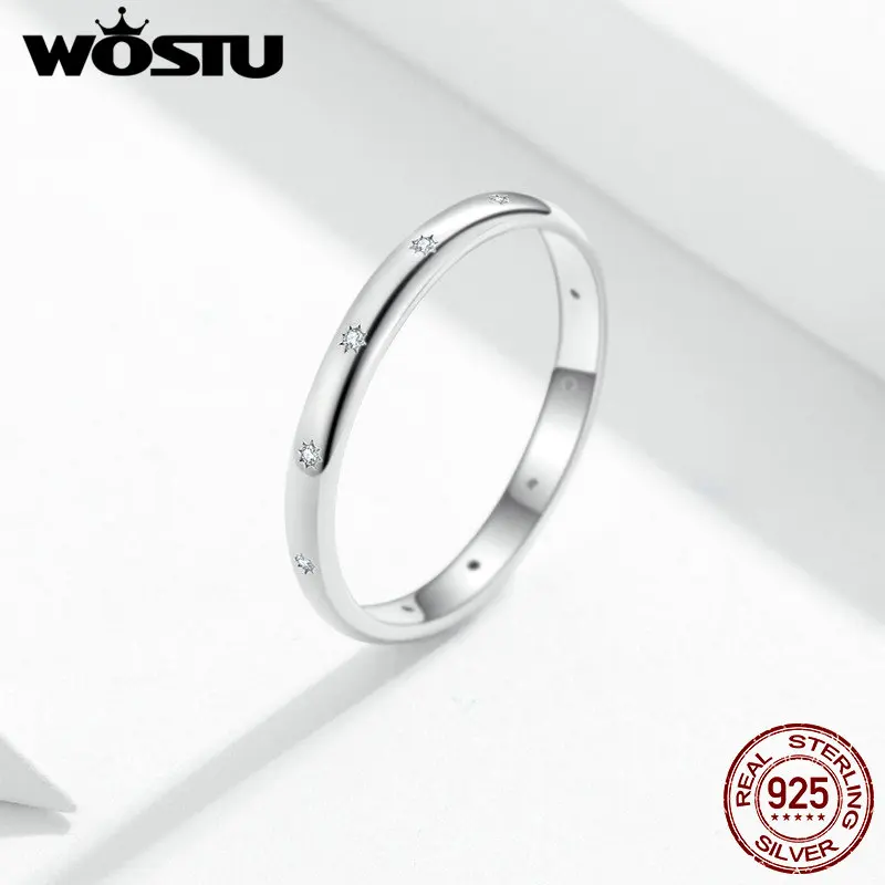 WOSTU штабелируемое кольцо из стерлингового серебра 925 пробы для женщин