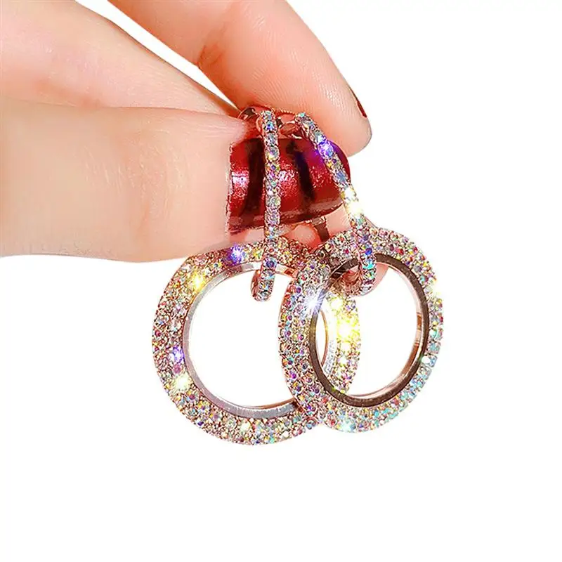 

Women Alloy Rhinestone Earrings Fashion Korean Style Big Round Hoop Earrings For Party Jewelry Gift Perfect for Any Occasion