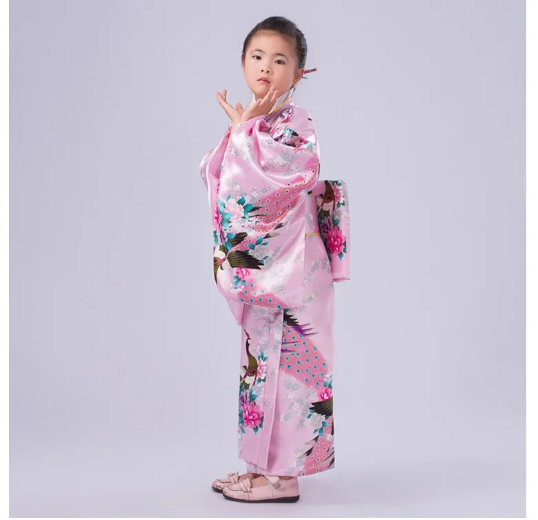 Винтажное японское детское кимоно для девочки с Obi традиционный юката сценический костюм для танцев выступлений Новинка детская одежда для фото - Цвет: Style G