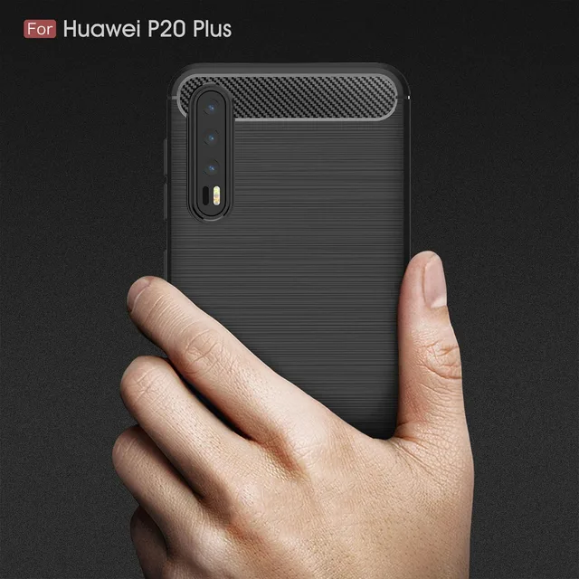 Cheap 6.1'' Phone Cases For Huawei P20 Pro Luxury Shockproof Soft Silicone Carbon Fiber Cover For Huawei P20 Pro/P20 Plus Phone Cover