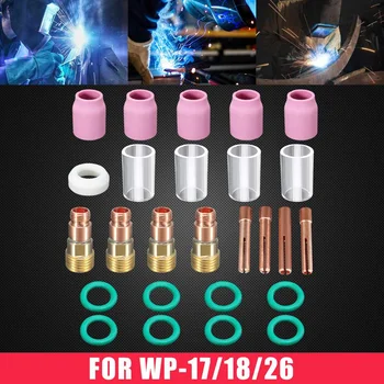

26Pcs TIG Welding Torch Stubby Gas Lens #10 Pyrex Cup Kit for Tig WP-17/18/26 Torch Welder Welding Accessories Welding Tools