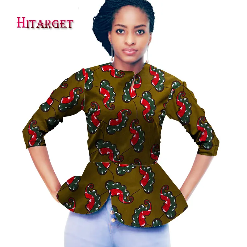 Новинка Дашики африканская женская одежда Bazin Riche модный элегантный короткий топ с круглым вырезом рубашки Анкара африканские Топы Одежда WY798