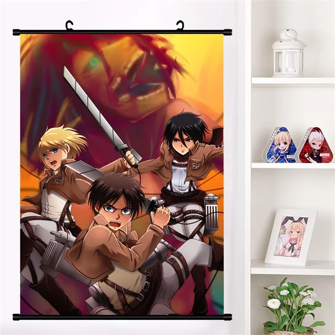 Аниме Shingeki no kyojin Attack on Titan Eren Jaeger Ackerman настенная прокрутка настенный плакат домашний Декор подарок - Цвет: C