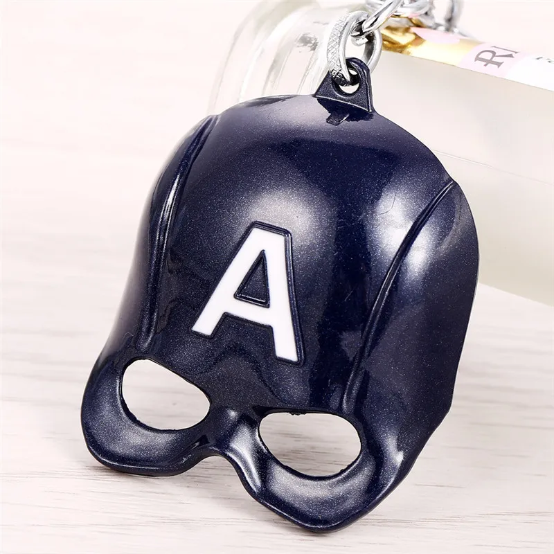 

2016 New Alloy The Avengers Super Hero Captain America A word Mask Action Figure Keychain Keyring Doll