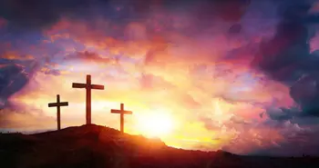 

Crucifixion Jesus Christ Sunrise Crosses Hill photo backdrop Vinyl cloth High quality Computer print wall background