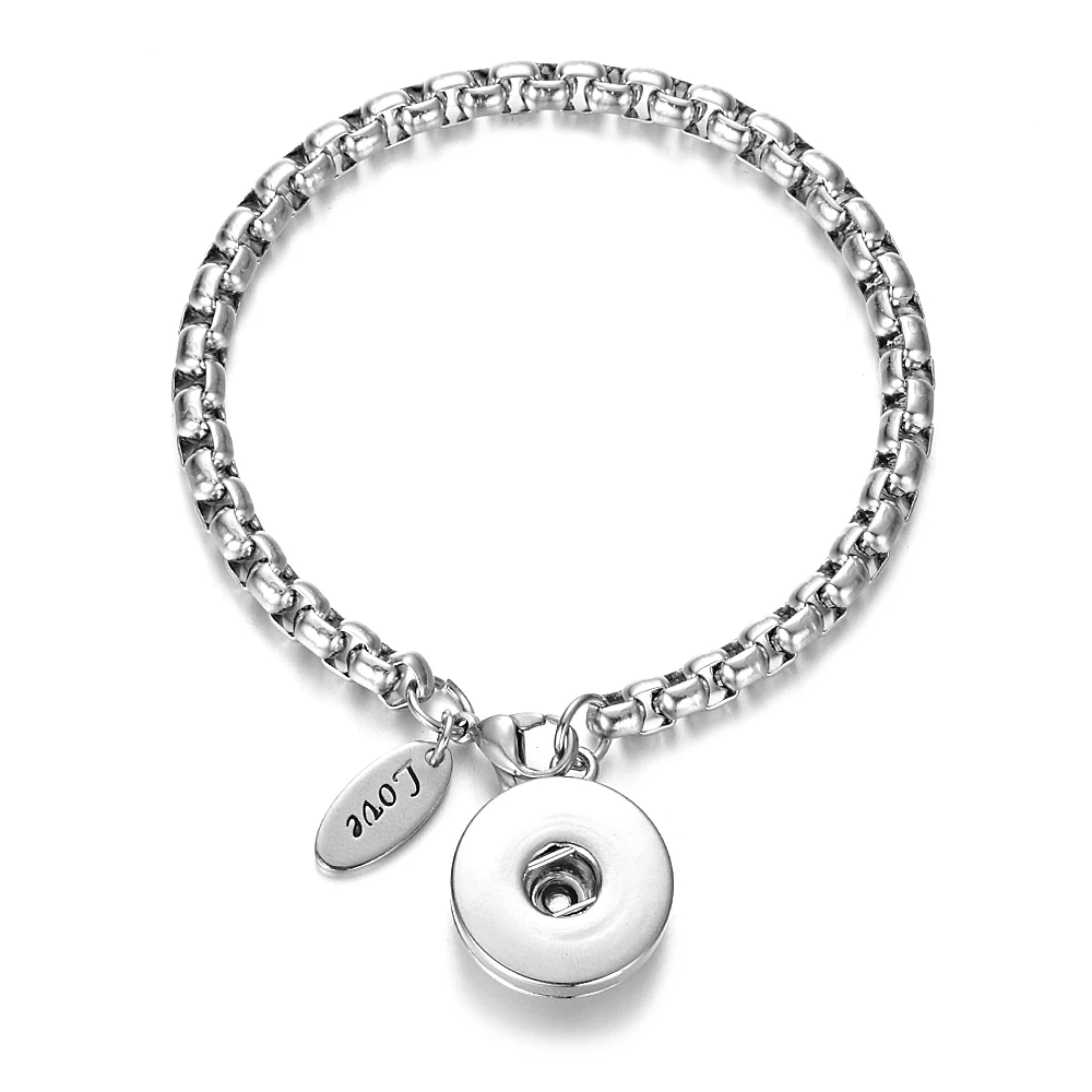 Stainless Steel Bracelet With Ginger Snap Button Charms Jewelry fit 18mm Button NN-667
