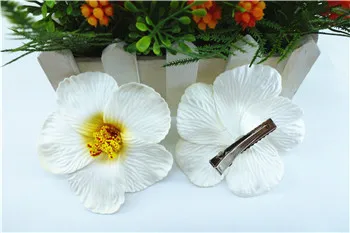 

30 pcs white Foam Hawaiian flower wedding decorate Hibiscus Flower bridal hair clip 9cm