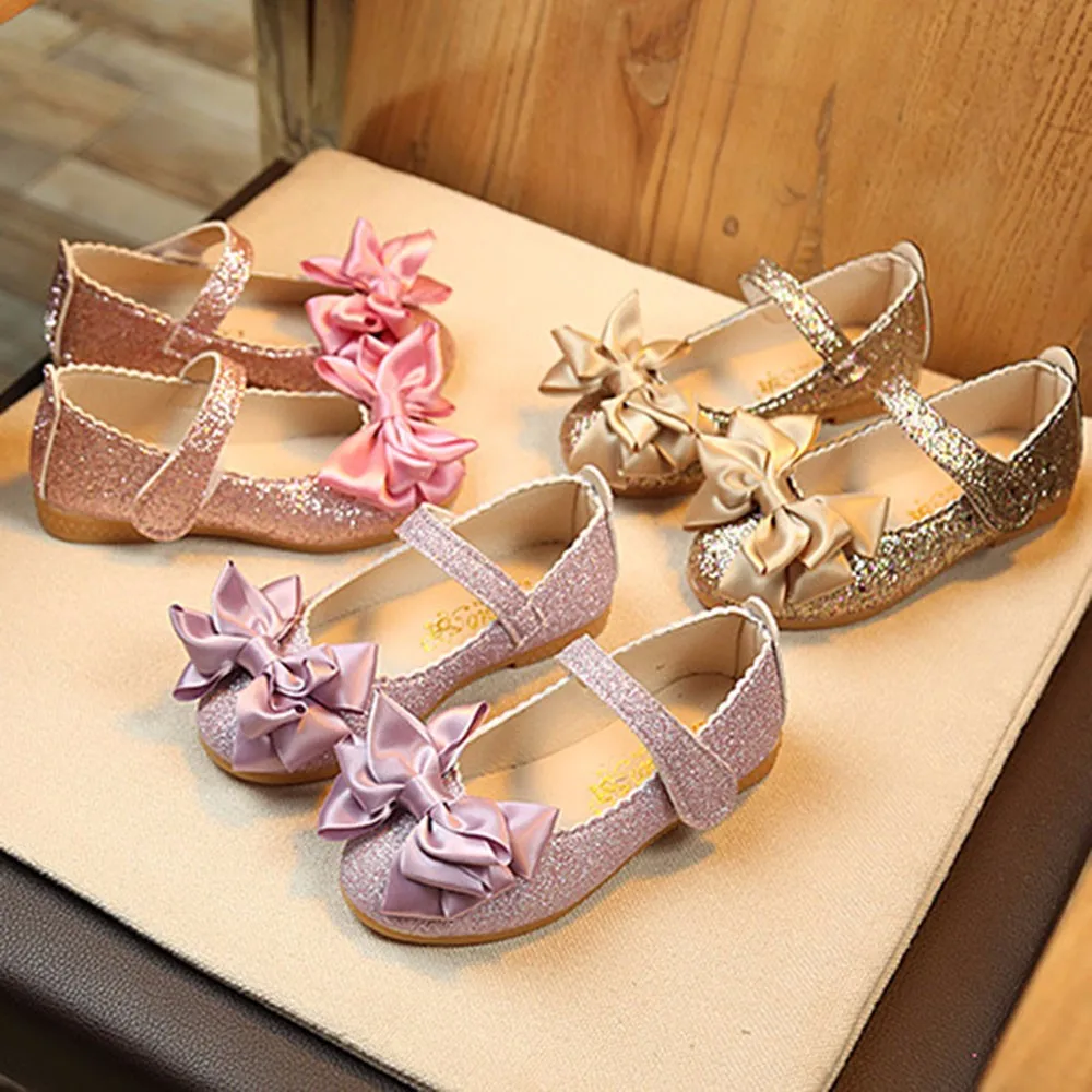 

Children Girl Shoes Fashion Princess Bowknot Dance Nubuck Leather Single shoes Casual Solid PU Baby Girls Shoes HOOLER