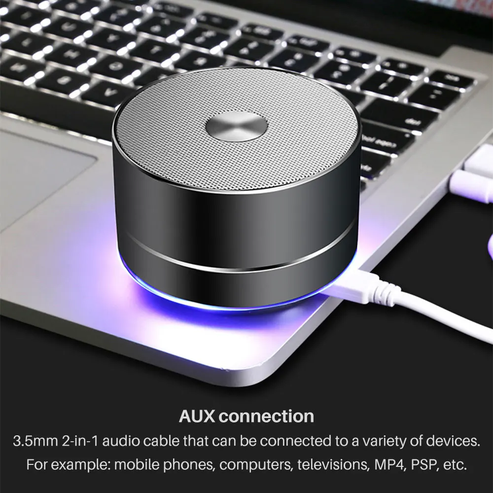 Портативный беспроводной Bluetooth динамик Встроенный микрофон Поддержка AUX TF карта