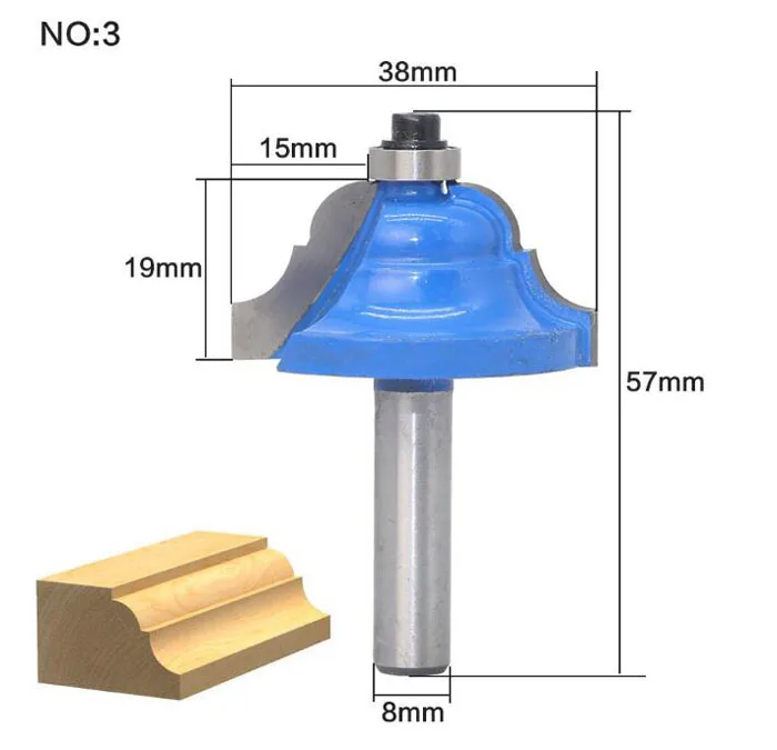 High Quality 1pcs 8mm Shank Convex Mill Cove Bearing woodl Router Bit