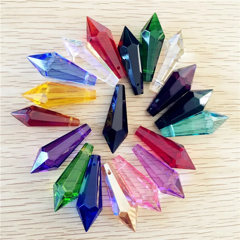 

High Quality 38mm Mix Color 72pcs Crystal Icicle Prism Part Chandelier Crystal Icicles Pendant Crystal Curtain Pendants