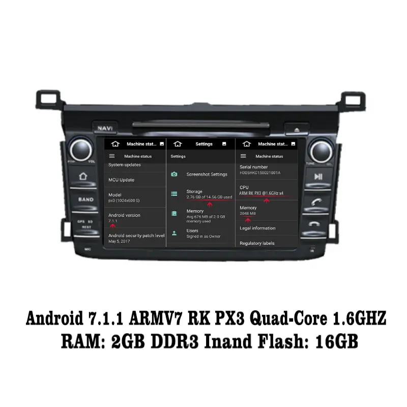 Cheap Liislee Android 7.1 2G RAM For Toyota RAV4 2013~2016 Car Radio Audio Video Multimedia DVD Player WIFI DVR GPS Navi Navigation 1