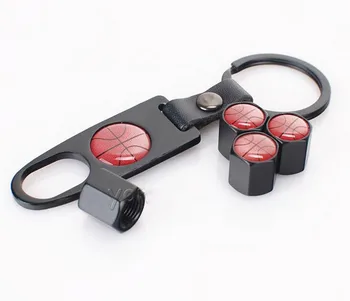 

10 sets Metal Basketball Tire Valve Cap Car-styling Basketball Dust-proof Car Tire Covers Emblems Decorations With Key Ring