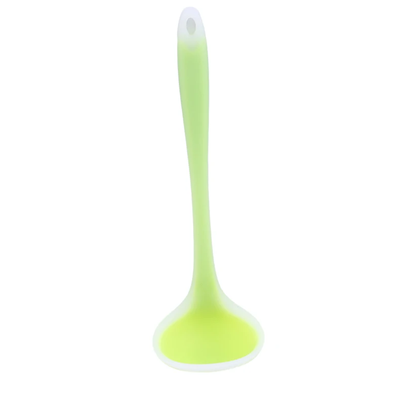 Антипригарная ложка для супа с горячей ручкой, силиконовая ложка, высокотемпературная антипригарная полупрозрачная кухонная посуда, не вредит ложка - Цвет: green