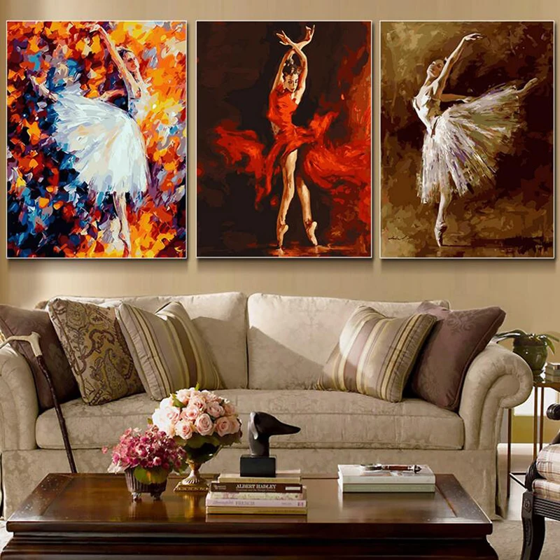 

3 Pcs/Set Frameless picture wall acrylic painting by numbers abstract drawing by numbers unique gift coloring by numbers danc