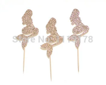 

Glitter Mermaid Cupcake Toppers Bachelorette wedding bridal Shower birthday tea party treat food picks decoration BT006