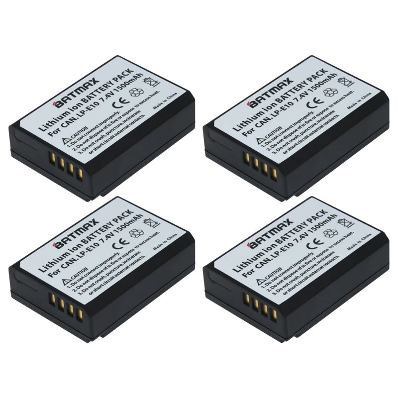 4Pc LP E10 LP E10 LPE10 Rechargeable Camera Battery for Canon EOS Rebel T3 T5 T6 Kiss X50 Kiss