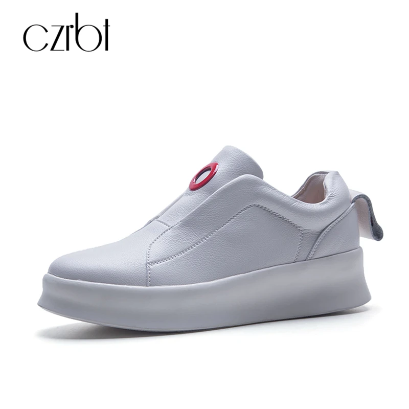 

CZRBT Top Selling Women Shoes Genuine Cow Leather Platform Shoes Concise Solid Color Casual Flat Shoes Woman Handmade Shoes