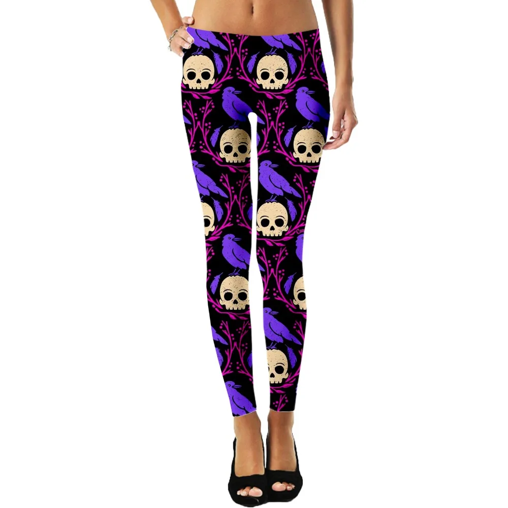 

many Skull funny Doodle Women Comic Leggings Printed Leggins high Stretch Girls Legging Punk Rock Leggin Disco Pants Evening-1