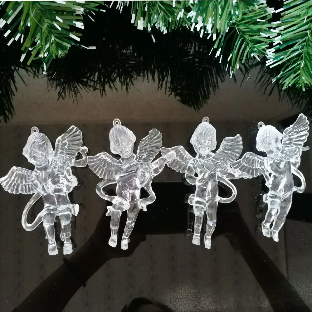 

9cm 4pcs/set Gold/Silver Pretty Little Angle Ornament Christmas Tree Decoration Festival Party New Year Decoration
