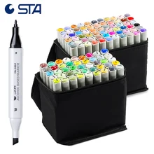 STA спирт графический рисунок искусство двойной наконечник два маркера 168 Цвета художественная архитектура Рисование манга эскизная ручка дизайн ручной росписи