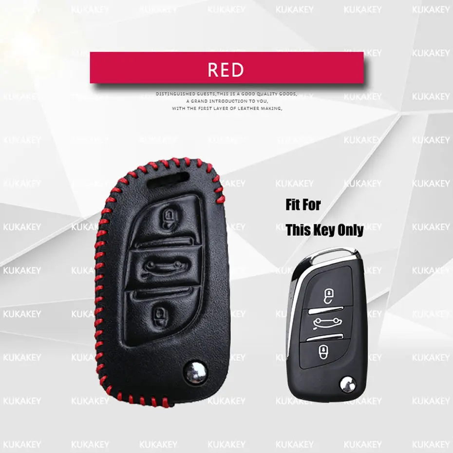 Genuine Leather Key Bag Case Cover Holder For Peugeot (2)