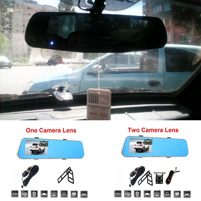 

4.3 Inch HD 1080P Car Dvr Camera Auto Rearview Mirror Digital Video Recorder Dual Lens Registratory Camcorder