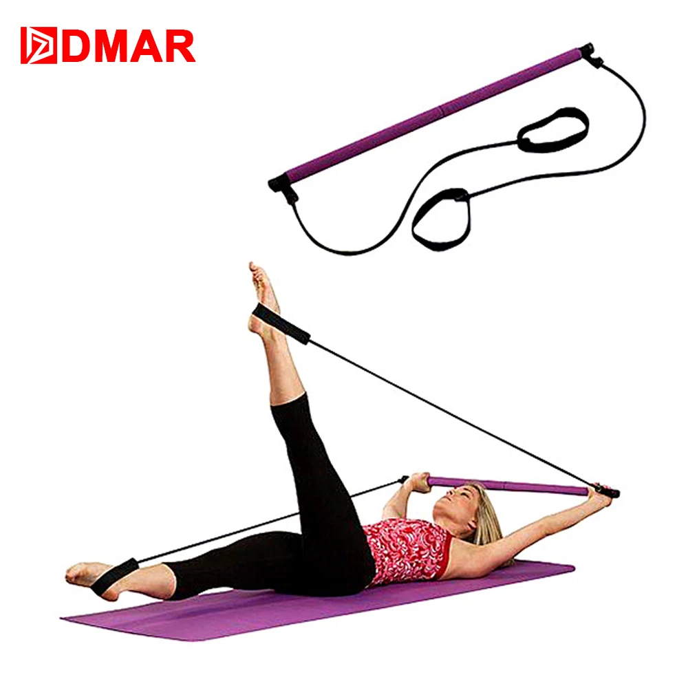DMAR اليوغا بيلاتيس عصا شريط المقاومة حبل مجموعة أجهزة لياقة بدنية ممارسة بيلاتيس بناء الجسم التدريب اليوغا عصا الصالة الرياضية المنزل