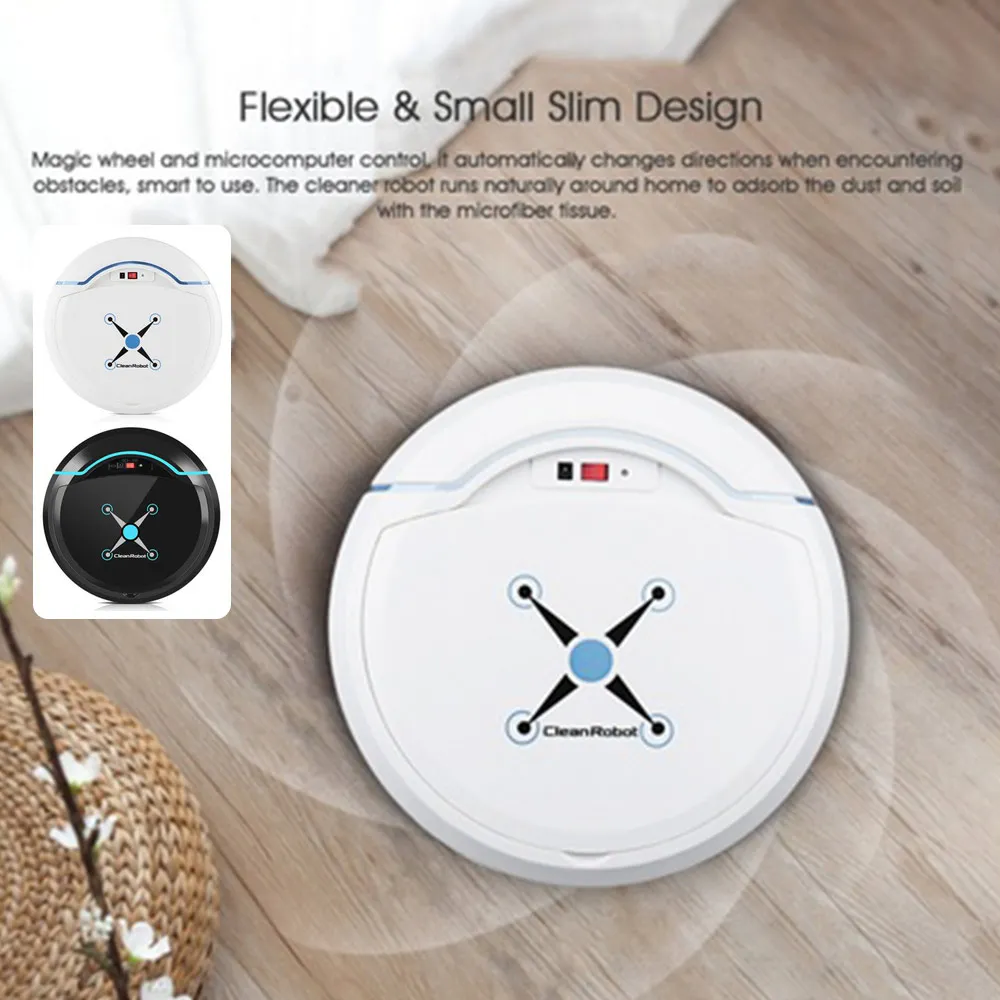 

2019 Drop Shpping White Black Smart Vacuum Cleaner Sweeping Robot Floor Cleaning Robot Movable Creative Induction for Bathroom