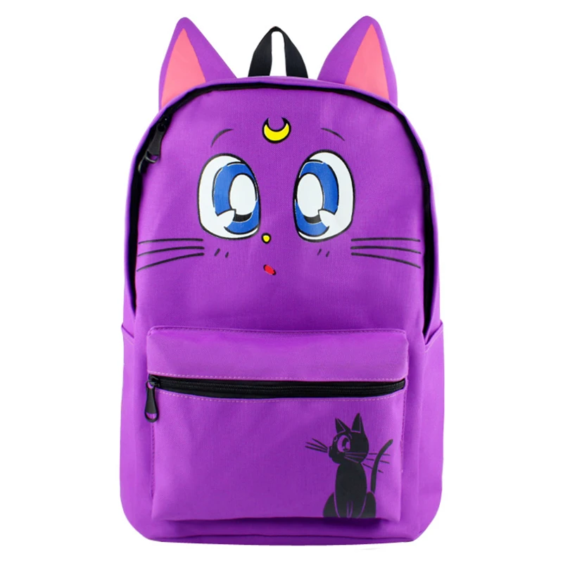 Anime Sailor Moon Backpack Cartoon SailorMoon Purple Cat School Bag For