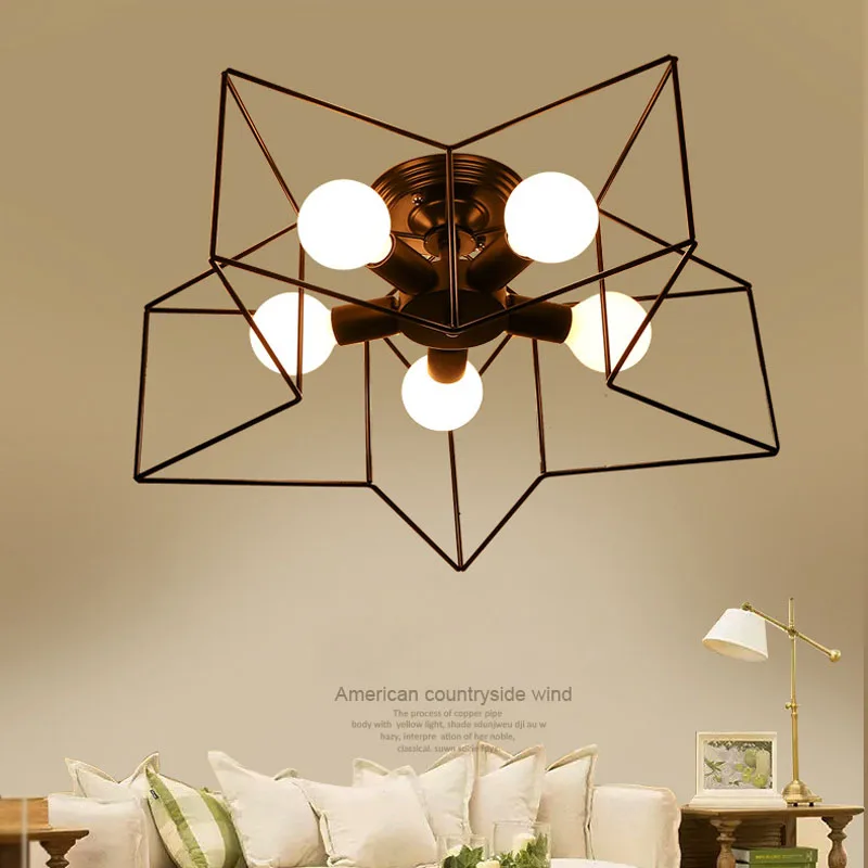 Metal Star 5 Lights Flush Mount Modern LED Ceiling Lamps For Bedroom Living Room Black White Ceiling Lights Home Lighting Lustre De Sala (15)