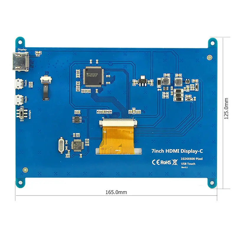 Электронный Raspberry Pi 3 дисплей 7 дюймов сенсорный экран HDMI HD LCD TFT 1024X600 монитор 7 дюймов RPI дисплей для Raspberry Pi 3 2B B