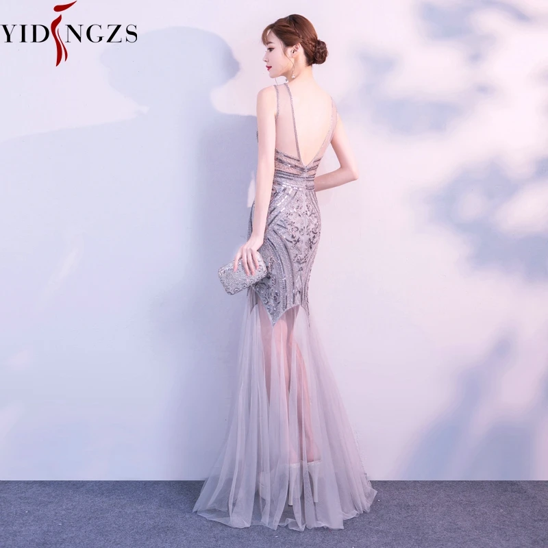 Najtaniej YIDINGZS cekiny suknie wieczorowe z koralikami syrenka długa formalna suknia wieczorowa 2019 w nowym stylu YD919