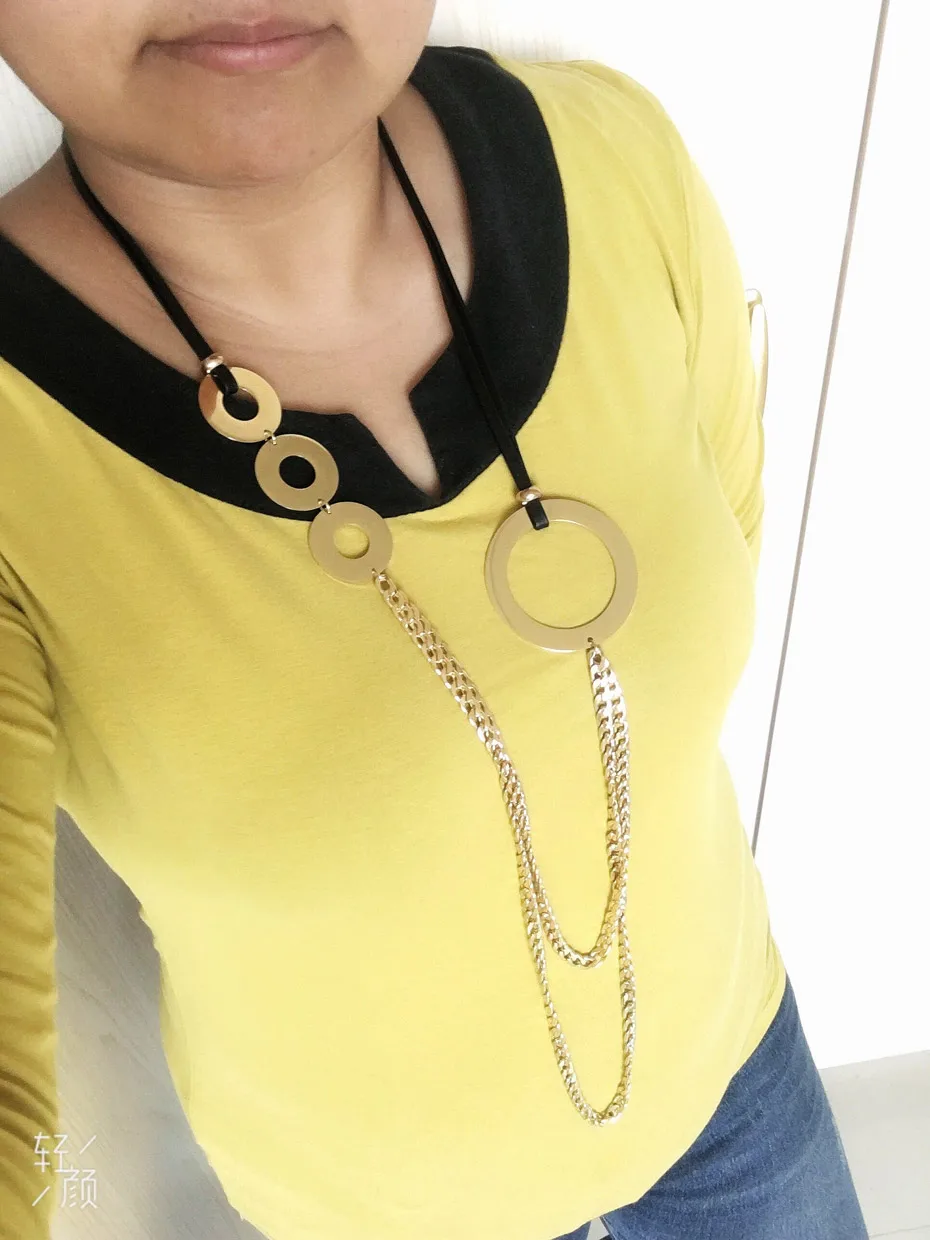 

Wholesale Stainless Steel Vintage Jewelry Leather 91 Centimeter Long Chain Charm Necklace And Earrings Sets For Woman SEDLBMCD