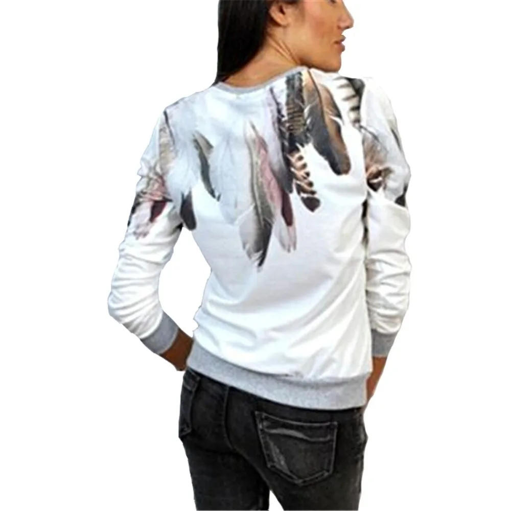 2017 Spring/Autum Women Casual hoodies Pullover Feather
